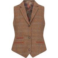 Infinity Leather Women's Tailored Fit Tweed Waistcoat in Herringbone Check in Brown | Size: 12