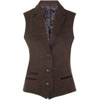 Infinity Leather Women's Tweed 1920s Herringbone Waistcoat in Brown | Size: 14
