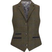 TruClothing Women's TPSTZ - Formal Tweed Woll Blend Waistcoat Office Work in Olive | Size: 16