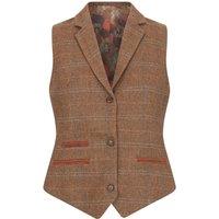 TruClothing Women's TPSTZ - Formal Tweed Woll Blend Waistcoat Office Work in Light Brown | Size: 10