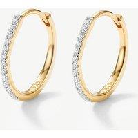 MUCHV Women's Two-Tone Half Pav Tennis Hoop Earrings in Gold