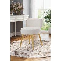 H&O Direct Faux Teddy Fur Makeup Vanity Seat Chair in White
