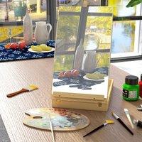 VINSETTO Table Easel Box Hold Canvas up to 61cm Adjustable Storage Table Box Easel in Natural