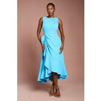 Coast Women's Crepe Ruffle Dress With Low Back in Blue | Size: 10