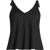 Lands' End Women's Plus Tie Shoulder Flutter Hem Tankini Top in Black | Size: 20