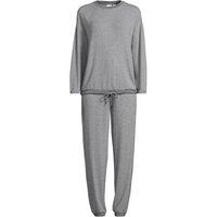 Lands' End Women's Silky Knit Striped Lounge Set in Grey | Size: 16-18