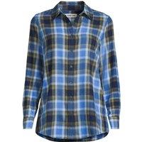 Lands' End Women's Petite Long Sleeve Flannel Boyfriend Shirt in Mid Blue | Size: 16-18