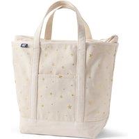 Lands' End Women's Large Print Zip Top Canvas Tote Bag in Natural