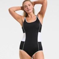Lands' End Women's Plus Tugless Scoop Neck Colourblock Swimsuit in Black | Size: 20