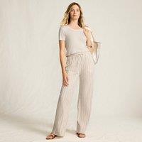 Lands' End Women's Cotton/Linen Pull-On Trousers in Ecru | Size: Large
