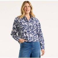 Lands' End Women's Boxy Cropped Non-Iron Shirt in Dark Navy | Size: 14-16