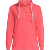 Lands' End Women's Plus Serious Sweats Button Neck Sweatshirt in Coral | Size: 28-30