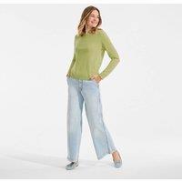 Lands' End Women's Petite Merino Crew Neck Jumper in Bright Green | Size: 14-16