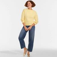 Lands' End Women's Petite Wool Touch Pear Button Cuff Jumper in Yellow | Size: 16-18