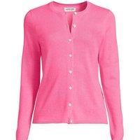 Lands' End Women's Crew Neck Cashmere Cardigan in Bright Pink | Size: 8
