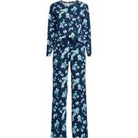Lands' End Women's Cotton Jersey Pyjama Set in Mid Navy | Size: 14-16