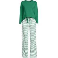 Lands' End Women's Cotton Jersey Pyjama Set in Bright Green | Size: 10-12