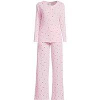 Lands' End Women's Waffle Floral Print Pyjama Set in Baby Pink | Size: 20