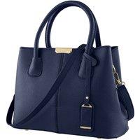 MODISHION Women's Classic Lychee Grain Tote Handbag in Navy