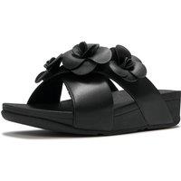 FitFlop Women's Lulu Flower Cross Slides in Black | Size: 6