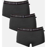 British Boxers Women's Pack of Three "Black" Hipster Briefs in Black | Size: Large