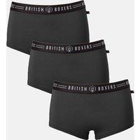 British Boxers Women's Pack of Three "Black" Hipster Briefs in Black | Size: XL