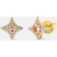 Cernucci Women's Iced Oval Pink Cz Star Earrings - 10mm in Metallic Gold