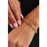 Cernucci Women's Double Layer Ice Rolo Bracelet - 5mm in Metallic Gold | Size: 7 inches
