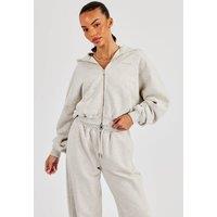 Cernucci Women's Cropped Zip Through Hoodie - Ash Grey | Size: Medium