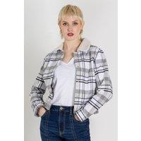 Enorsia Women's Borg Collar Jacket in White | Size: 16