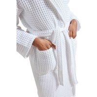 CHRISTY Women's 'Waffle' 100% Turkish Cotton Kimono Style Bathrobe in White | Size: Large/XL