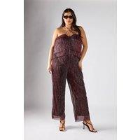 Shnoo Women's Pleated Cami Jumpsuit in Red | Size: 18