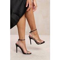 Where's That From Women's 'Adeline' Stiletto High Heel With Diamante Detailed Strap in Black | Size: 6