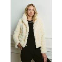 Izabel London Women's Faux Fur Cropped Jacket in White | Size: 16