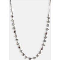 Cernucci Women's Iced Pink Multi Gemstone Cuban Chain - 3mm in Metallic Silver | Size: 18 inches