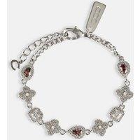 Cernucci Women's Iced Pink Multi Gemstone Cuban Bracelet - 3mm in Metallic Silver | Size: 7 inches