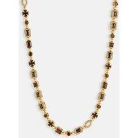 Cernucci Women's Burgundy Multi Gemstone Chain - 6mm in Metallic Gold | Size: 16 inches