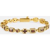 Cernucci Women's Burgundy Multi Gemstone Bracelet - 6mm in Metallic Gold | Size: 7 inches