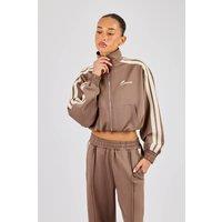 Cernucci Women's Taping Cropped Funnel Neck Jacket - Taupe | Size: Large
