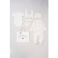 Rock a Bye Baby 5-Piece Animal Print All in One Baby Gift Set in Cream | Size: Newborn
