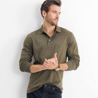 Lands' End Men's Long Sleeve Supima Polo Shirt, Traditional Fit in Olive | Size: Medium