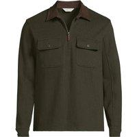 Lands' End Men's Corduroy Collar Bedford Quarter Zip Jumper in Dark Green | Size: Large