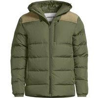 Lands' End Men's Hooded Puffer Jacket, Cord Trim in Khaki | Size: Large