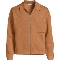 Lands' End Men's Fine Gauge Cotton Zipped Cardigan in Brown | Size: Medium
