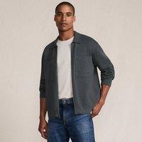 Lands' End Men's Fine Gauge Cotton Zipped Cardigan in Dark Grey | Size: Large