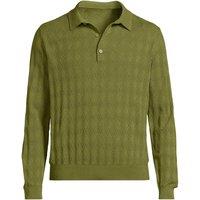 Lands' End Men's Fine Knit Gauge Triangle Polo Top in Olive | Size: 2XL
