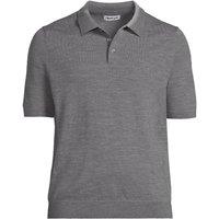Lands' End Men's Pure Merino Wool Polo Shirt in Dark Grey | Size: XL