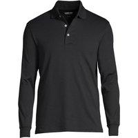 Lands' End Men's Long Sleeve Supima Polo Shirt, Traditional Fit in Black | Size: Large