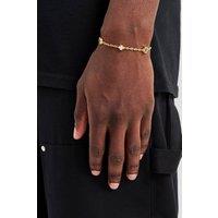 Cernucci Men's Green Enamel Micro Motif Rolo Bracelet - 8mm - Gold in Metallic Gold | Size: 7 inches