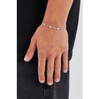 Cernucci Men's Polished Cross & Outline Connecting Bracelet - 6mm in Metallic Silver | Size: 7 inches